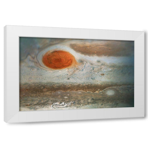Jupiters Great Red Spot as Viewed by Voyager 1 White Modern Wood Framed Art Print by NASA