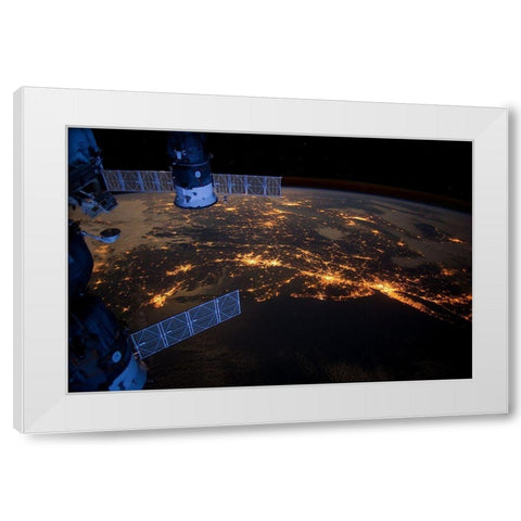 NASA Space Flight ISS White Modern Wood Framed Art Print by NASA