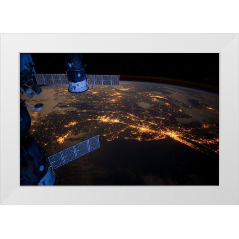 NASA Space Flight ISS White Modern Wood Framed Art Print by NASA