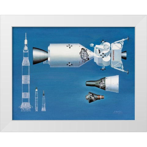 NASA spacecraft comparison White Modern Wood Framed Art Print by NASA
