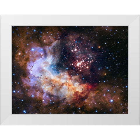 NASA Unveils Celestial Fireworks as Official Hubble 25th Anniversary Image White Modern Wood Framed Art Print by NASA