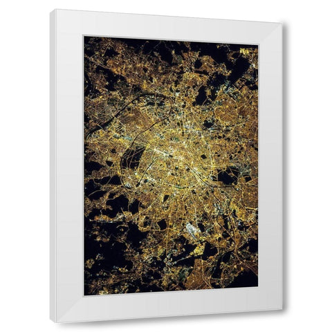 Paris at Night White Modern Wood Framed Art Print by NASA
