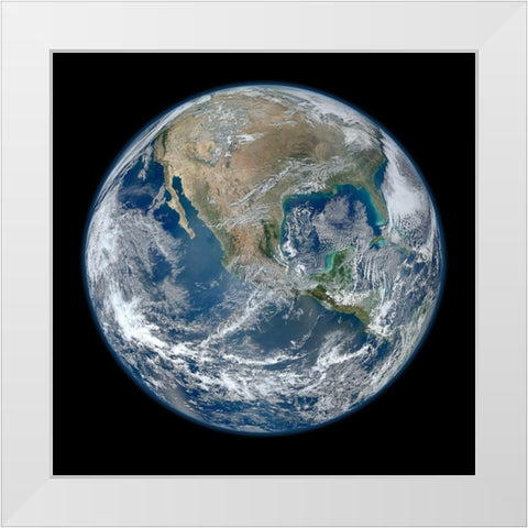 Earth White Modern Wood Framed Art Print by NASA