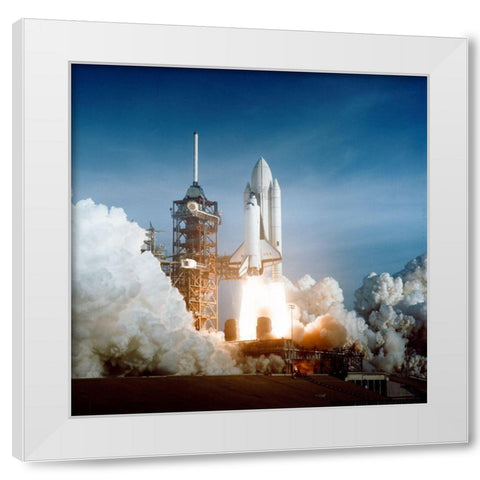 Space Shuttle Columbia launching White Modern Wood Framed Art Print by NASA