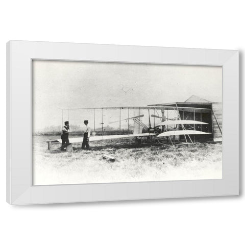 Wilber and Orville Wright with Flyer II at Huffman Prairie White Modern Wood Framed Art Print by NASA