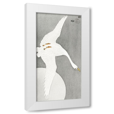 Goose at full moon White Modern Wood Framed Art Print by Koson, Ohara