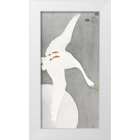 Goose at full moon White Modern Wood Framed Art Print by Koson, Ohara