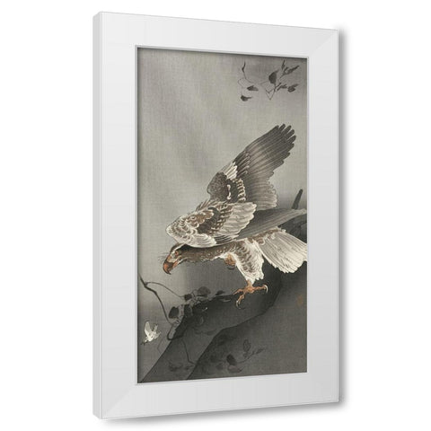 Eagle lurking at a prey White Modern Wood Framed Art Print by Koson, Ohara