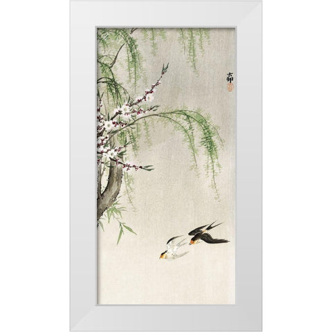 Swallows in flight White Modern Wood Framed Art Print by Koson, Ohara