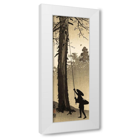 Bird nest rover White Modern Wood Framed Art Print by Koson, Ohara