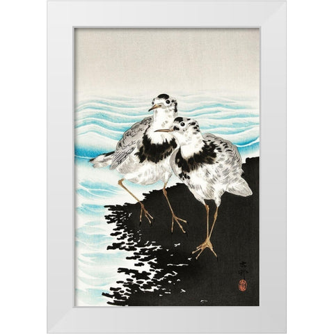 Large coot sandpipers White Modern Wood Framed Art Print by Koson, Ohara