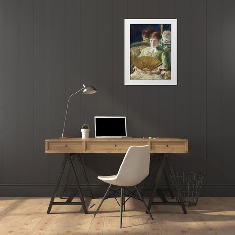 Woman with a Fan White Modern Wood Framed Art Print by Cassatt, Mary