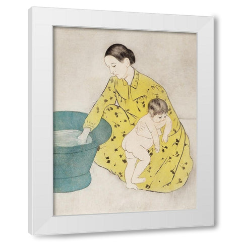 The Bath White Modern Wood Framed Art Print by Cassatt, Mary