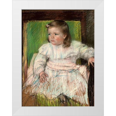 Pink Sash White Modern Wood Framed Art Print by Cassatt, Mary