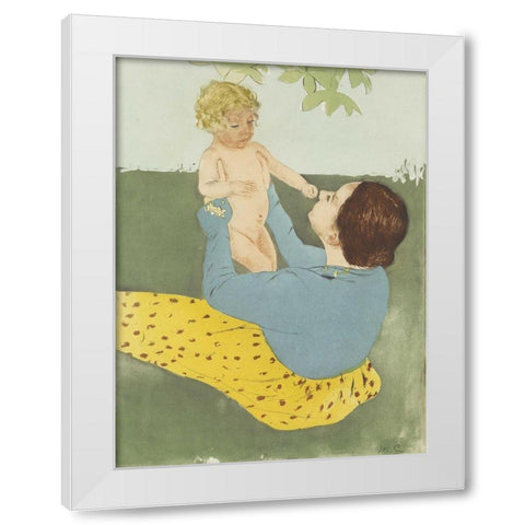 Under the Horse-Chestnut Tree White Modern Wood Framed Art Print by Cassatt, Mary