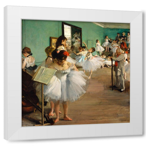 The Dance Class White Modern Wood Framed Art Print by Degas, Edgar