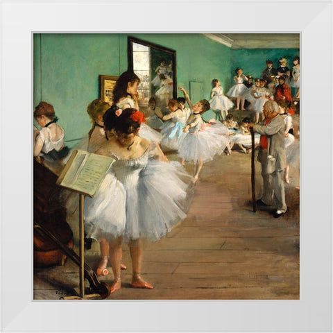 The Dance Class White Modern Wood Framed Art Print by Degas, Edgar