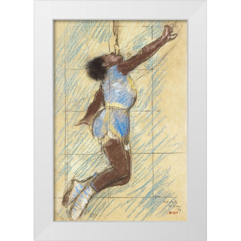 Miss Lala at the Fernando Circus White Modern Wood Framed Art Print by Degas, Edgar