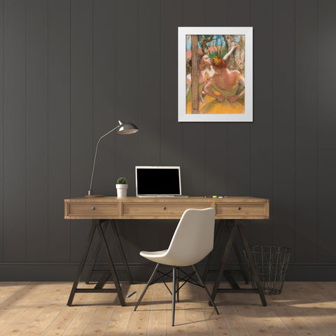 Dancers White Modern Wood Framed Art Print by Degas, Edgar
