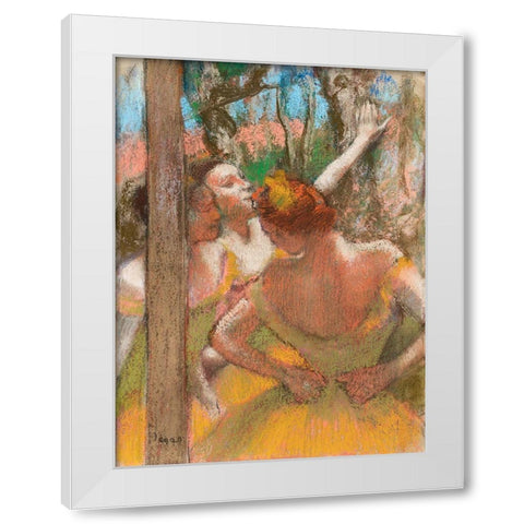 Dancers White Modern Wood Framed Art Print by Degas, Edgar