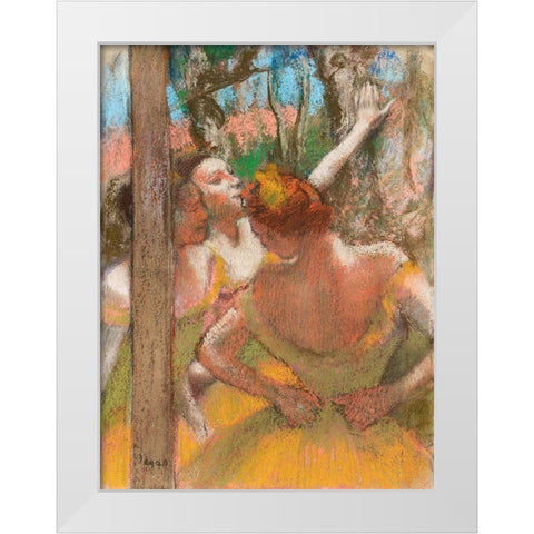 Dancers White Modern Wood Framed Art Print by Degas, Edgar