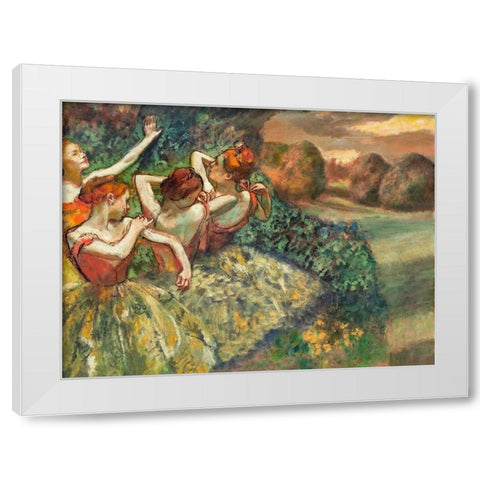 Four Dancers White Modern Wood Framed Art Print by Degas, Edgar