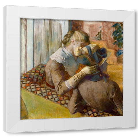 At the Milliners White Modern Wood Framed Art Print by Degas, Edgar