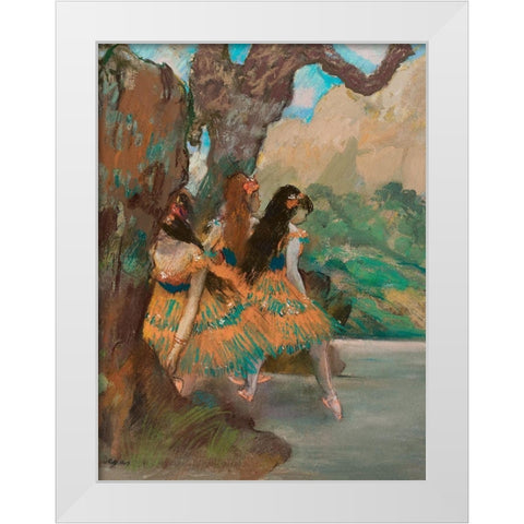 Ballet Dancers White Modern Wood Framed Art Print by Degas, Edgar