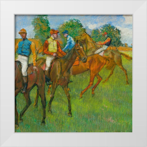 Before the Race White Modern Wood Framed Art Print by Degas, Edgar