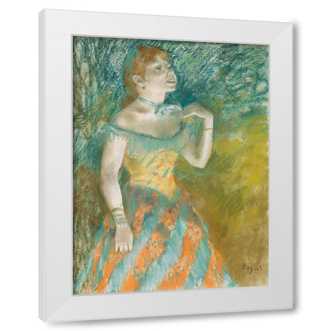 The Singer in Green White Modern Wood Framed Art Print by Degas, Edgar