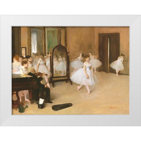 The Dancing Class White Modern Wood Framed Art Print by Degas, Edgar