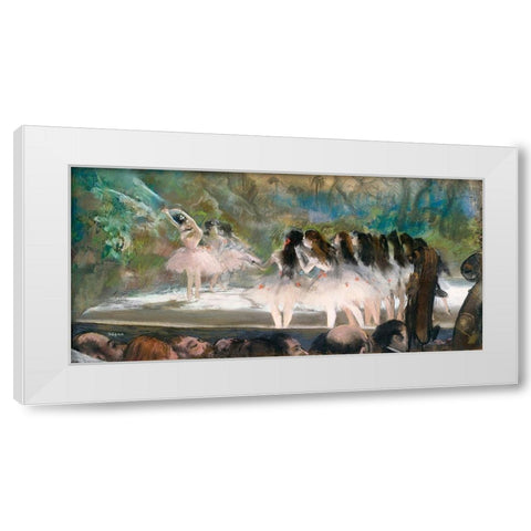 Ballet at the Paris Opera White Modern Wood Framed Art Print by Degas, Edgar