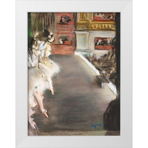 Dancers at the old Opera House White Modern Wood Framed Art Print by Degas, Edgar