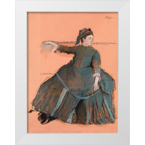 Woman on a Sofa White Modern Wood Framed Art Print by Degas, Edgar