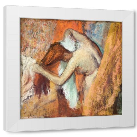 Woman at Her Toilette White Modern Wood Framed Art Print by Degas, Edgar