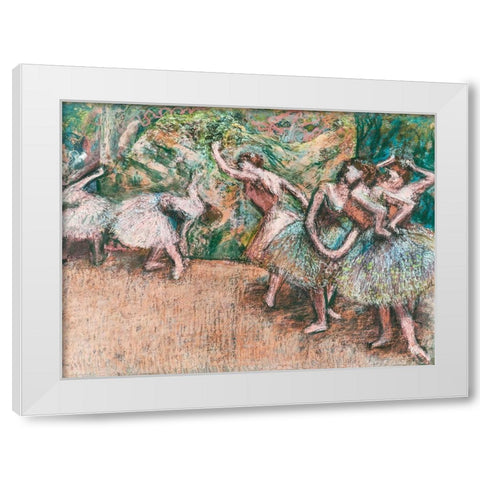 Ballet Scene White Modern Wood Framed Art Print by Degas, Edgar