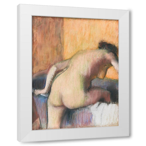 Bather Stepping into a Tub White Modern Wood Framed Art Print by Degas, Edgar