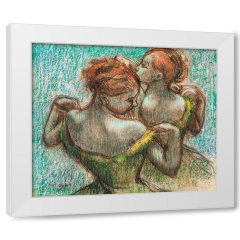 Two Dancers White Modern Wood Framed Art Print by Degas, Edgar