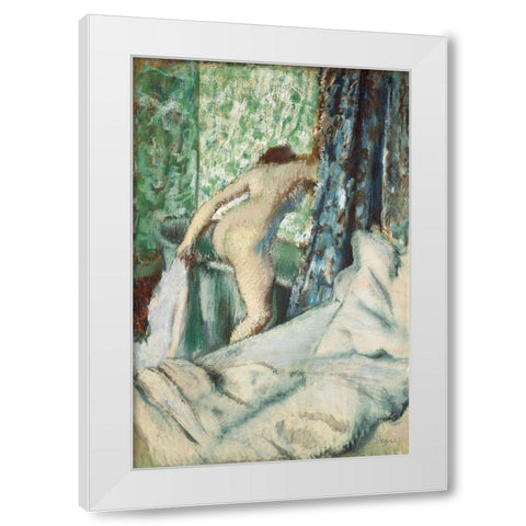 The Morning Bath White Modern Wood Framed Art Print by Degas, Edgar