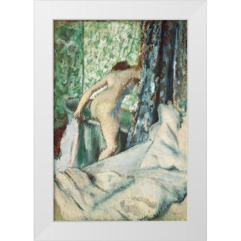 The Morning Bath White Modern Wood Framed Art Print by Degas, Edgar