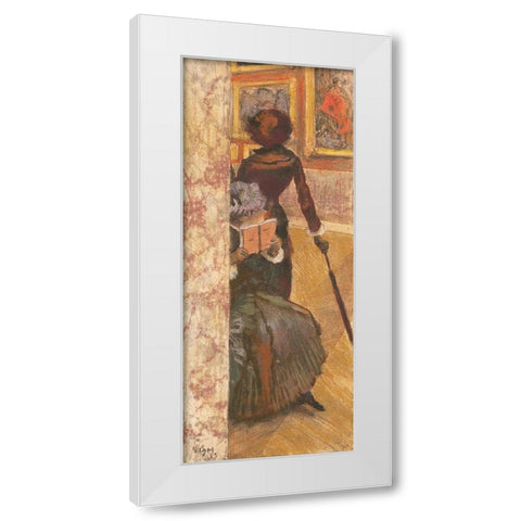 Mary Cassatt at the Louvre White Modern Wood Framed Art Print by Degas, Edgar