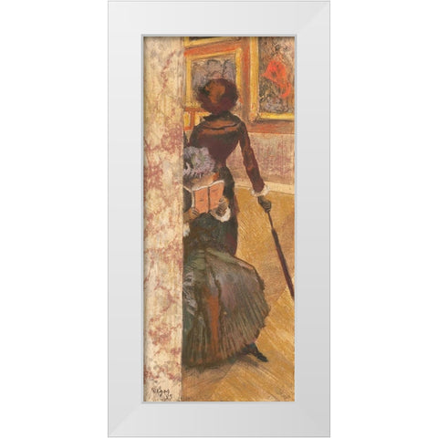 Mary Cassatt at the Louvre White Modern Wood Framed Art Print by Degas, Edgar
