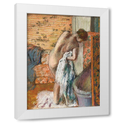 Apres le bain White Modern Wood Framed Art Print by Degas, Edgar