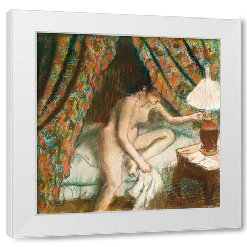 Retiring White Modern Wood Framed Art Print by Degas, Edgar