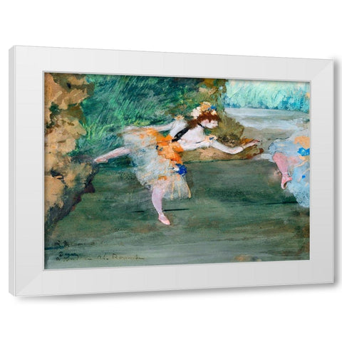 Dancer Onstage White Modern Wood Framed Art Print by Degas, Edgar