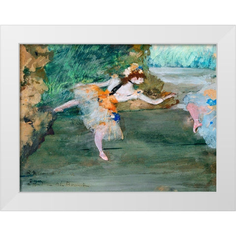 Dancer Onstage White Modern Wood Framed Art Print by Degas, Edgar