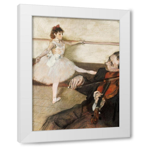 The Dance Lesson White Modern Wood Framed Art Print by Degas, Edgar