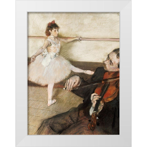 The Dance Lesson White Modern Wood Framed Art Print by Degas, Edgar