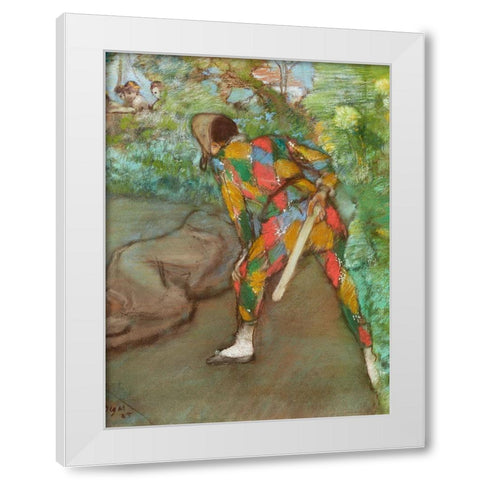 Harlequin White Modern Wood Framed Art Print by Degas, Edgar