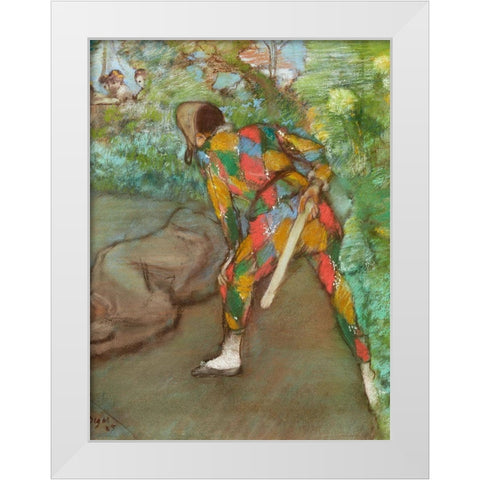 Harlequin White Modern Wood Framed Art Print by Degas, Edgar